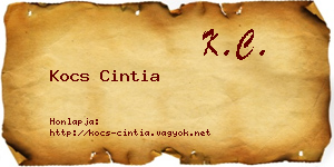 Kocs Cintia névjegykártya